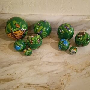 Butterfly Wood Nesting Balls Two Sets